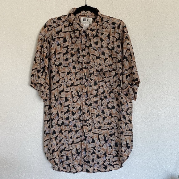 90s SILK domino button‎ down - Picture 1 of 5